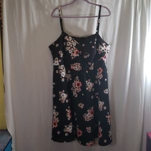 Torrid Black Floral Bustier Skater Dress NWT